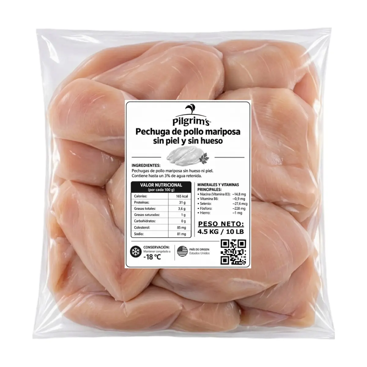 Pechuga de pollo mariposa sin piel y sin hueso Pilgrim's (4 x 4.54 kg / 10 lb) - Thumbnail 2