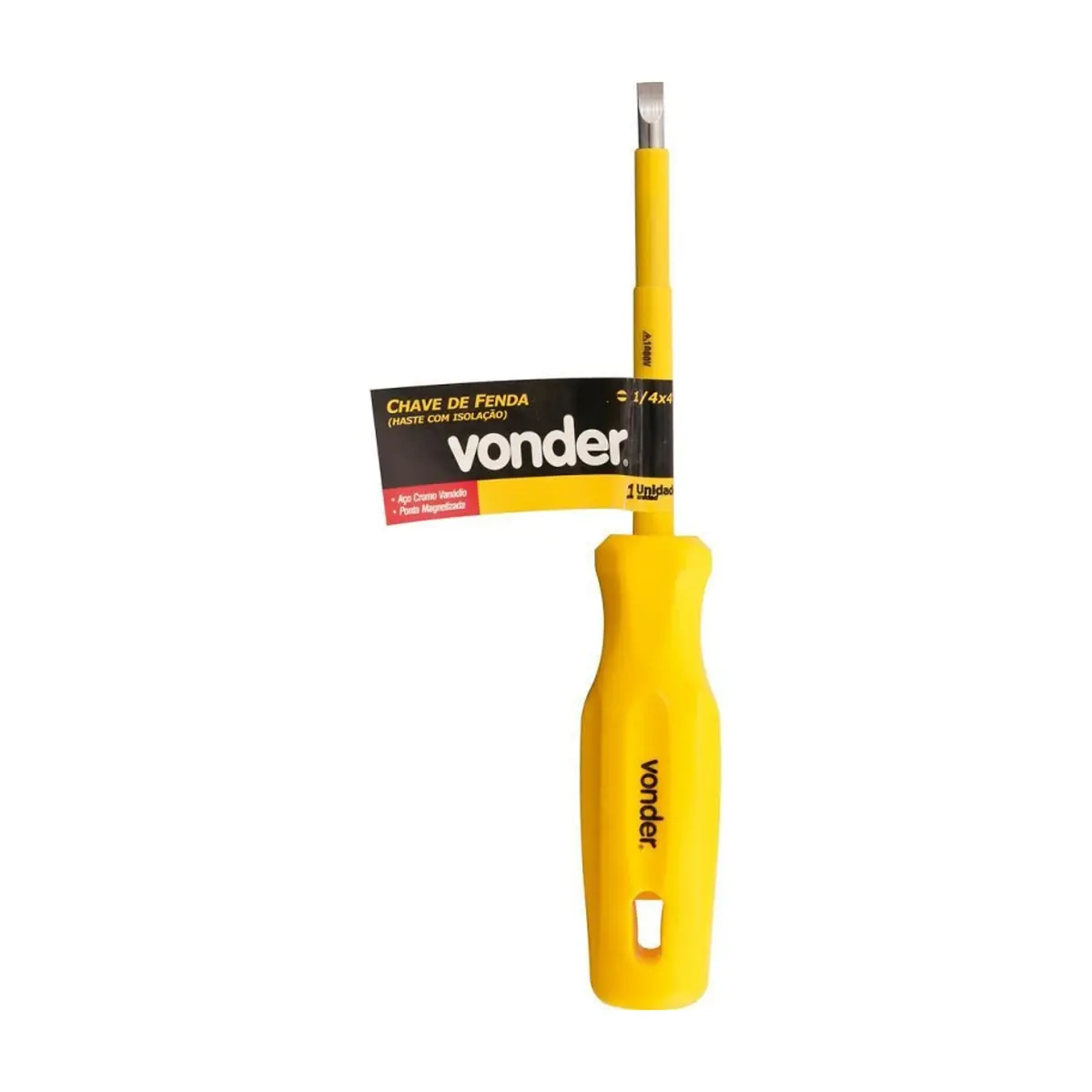 Destornillador de paleta 1/8" x 4" con varilla aislada Vonder