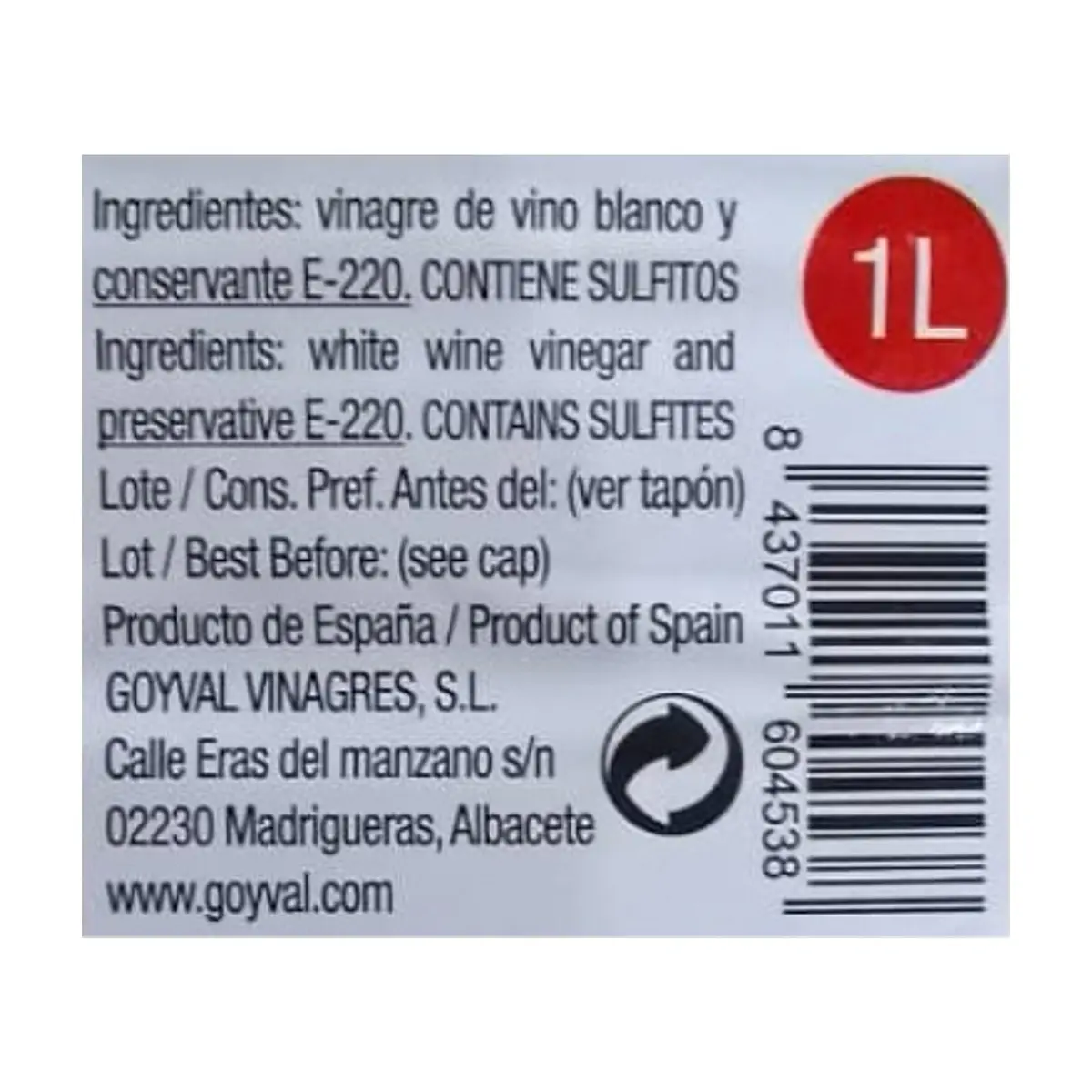 Vinagre de vino blanco Darro (2 x 1 L) - Miniatura 2