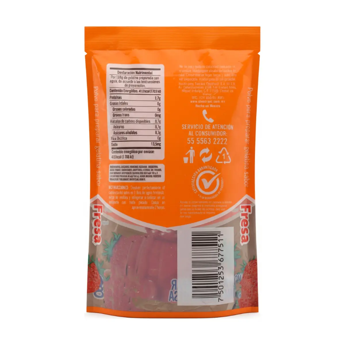 Polvo para preparar gelatina sabor fresa Chedraui (120 g / 4.23 oz) - Thumbnail 2