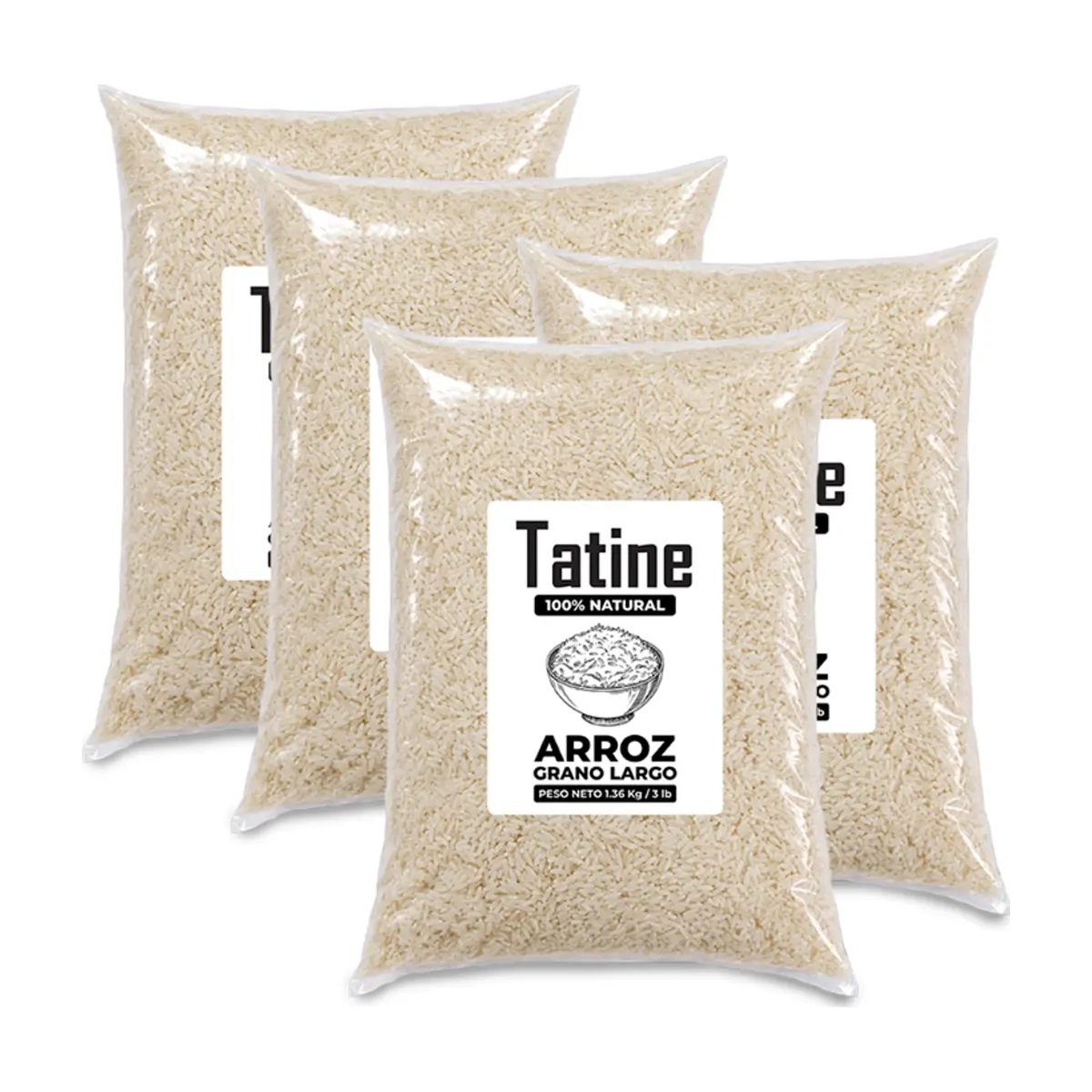 Arroz de grano largo Tatine (4 x 1.36 kg / 3 lb)
