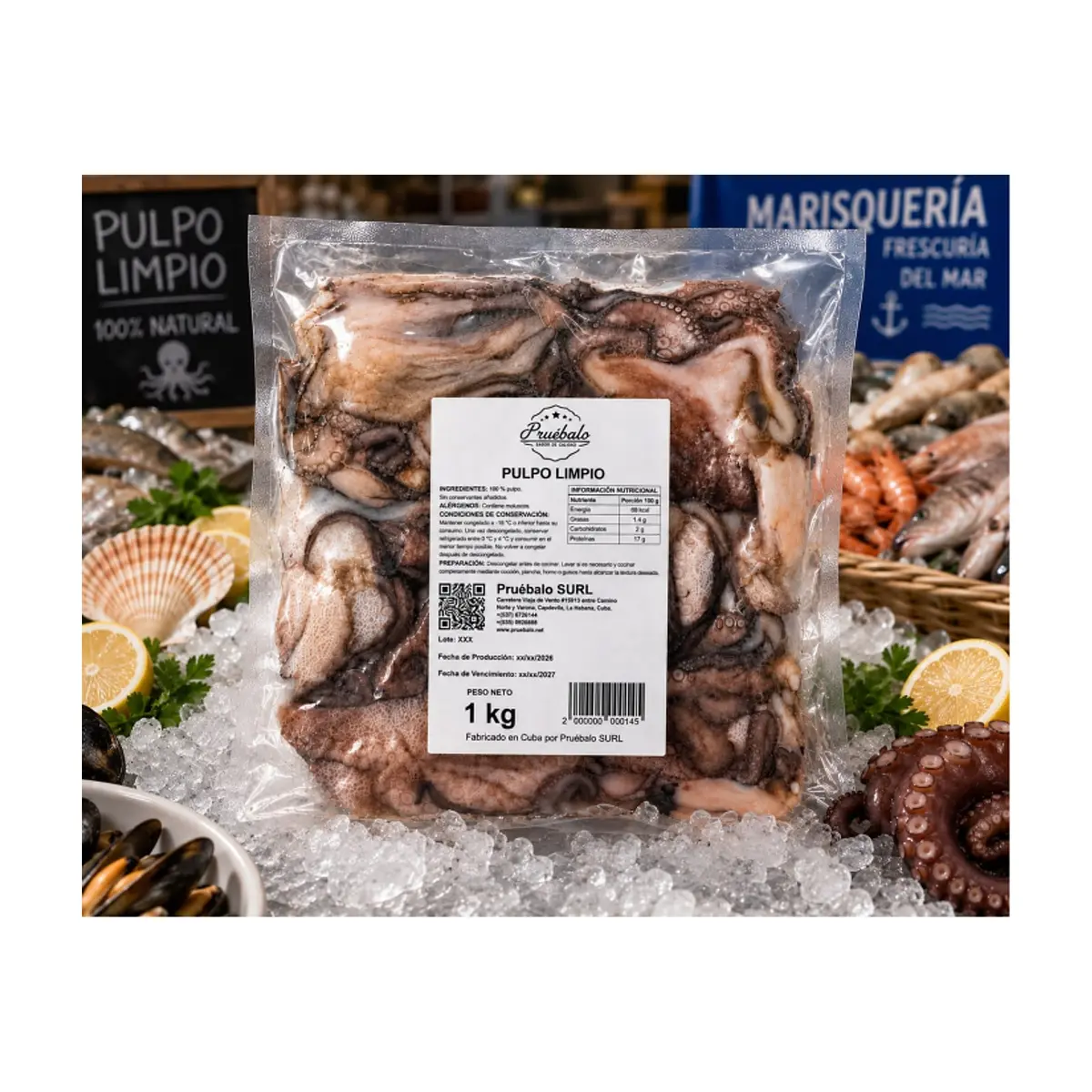 Pulpo limpio Pruébalo (1 kg / 2.2 lb) - Thumbnail 4