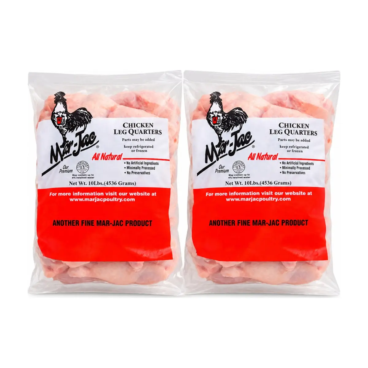 Cuartos traseros de pollo Mar Jac (2 x 4.54 kg / 10 lb)