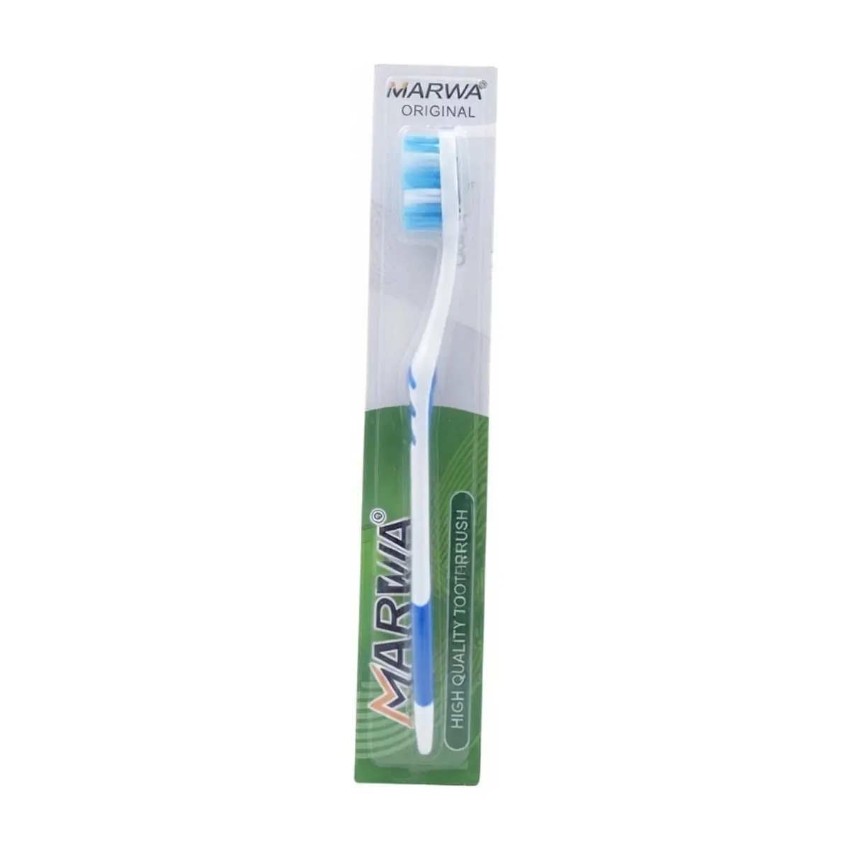Cepillo de dientes color azul con tapa y cerda de dureza media Marwa MR-612