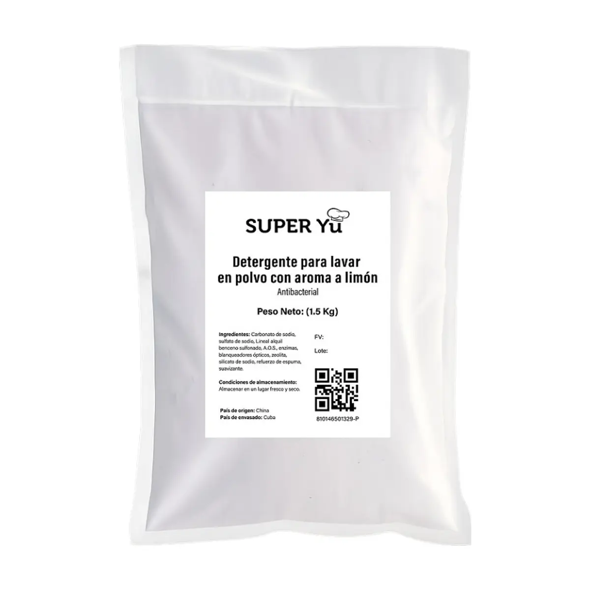 Detergente para lavar en polvo con aroma a limón Super Yu (1.5 kg / 3.3 lb) - Thumbnail 3