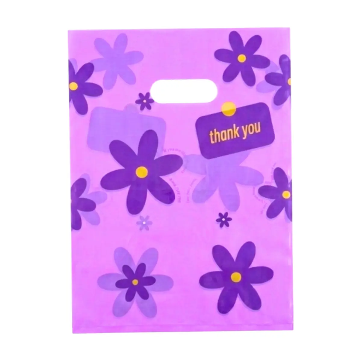 Bolsa de nylon con asa troquelada y diseño de margaritas púrpuras con frase Tiara - Thumbnail 2