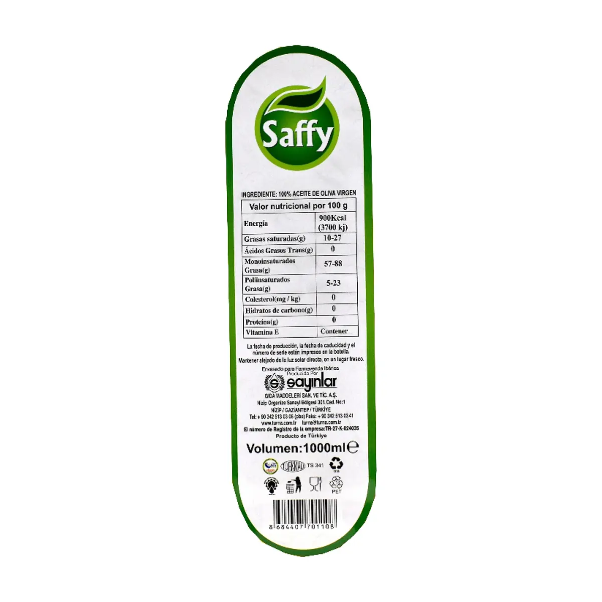 Aceite de oliva virgen Saffy (1 L) - Thumbnail 3