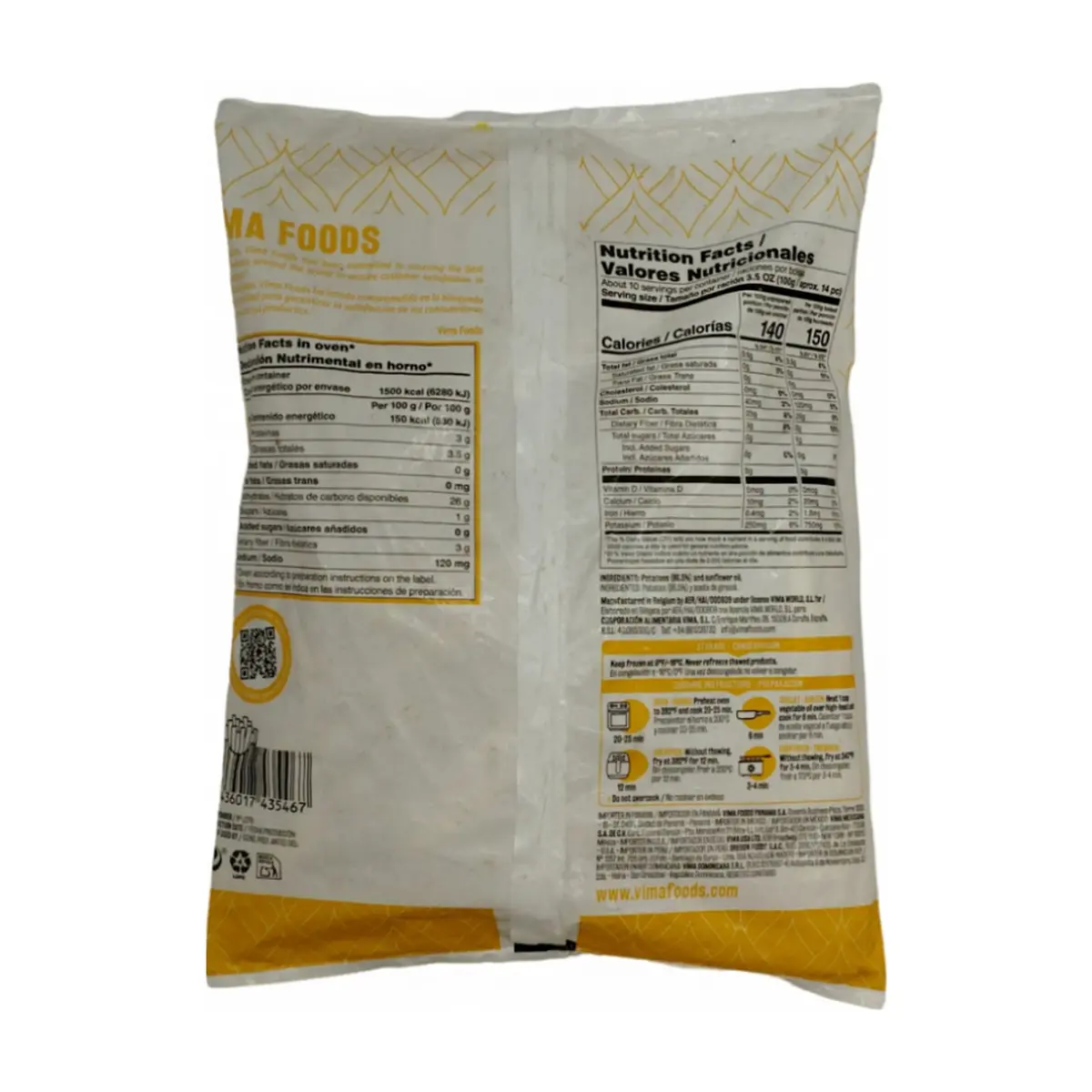 Patatas prefritas corte regular Vima Foods (1 kg / 2.2 lb) - Thumbnail 2