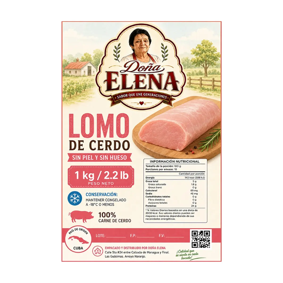 Lomo de cerdo sin piel y sin hueso Doña Elena (1 kg / 2.2 lb) - Thumbnail 2