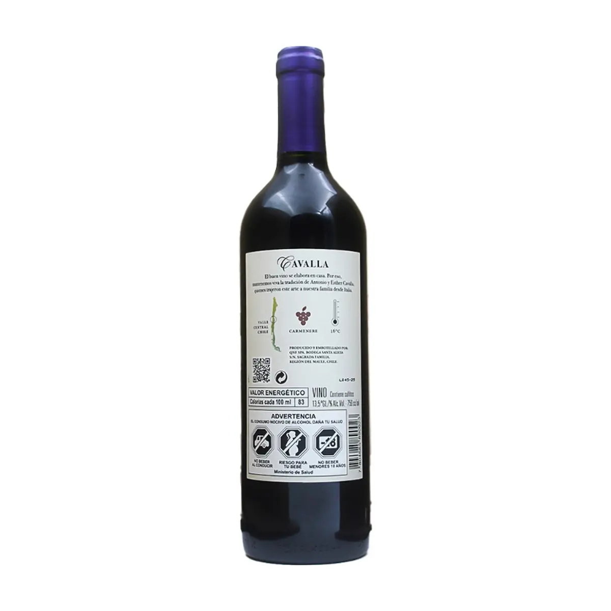 Vino tinto Carmenere Cavalla (750 ml) - Thumbnail 2