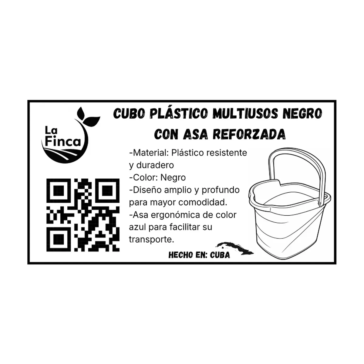 Cubo plástico multiusos negro con asa reforzada La Finca - Miniatura 3