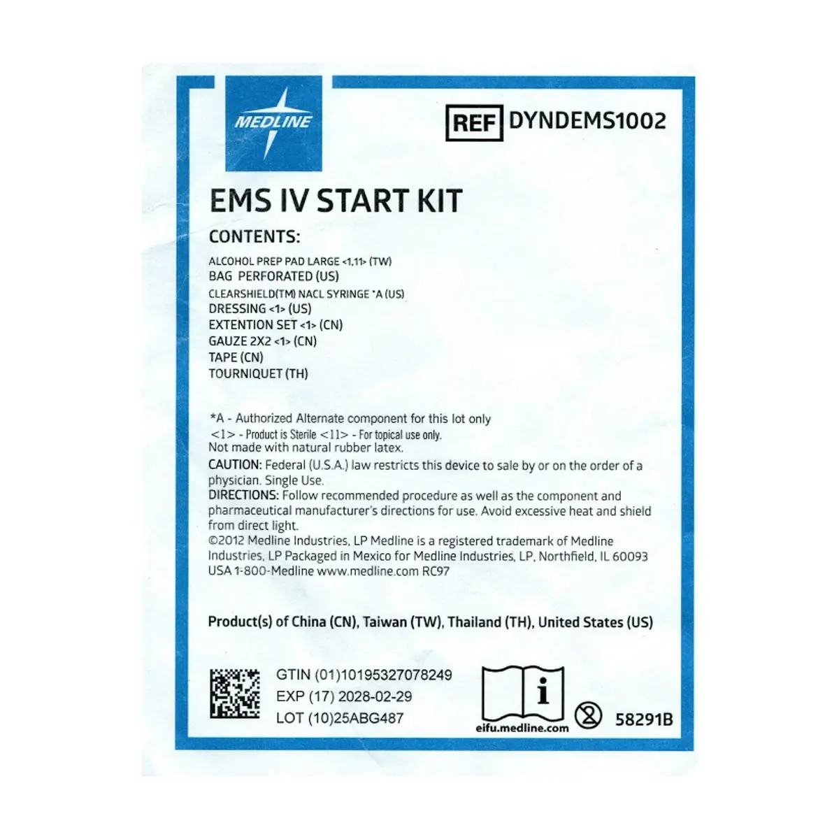Kit de inicio para acceso intravenoso IV EMS Medline - Thumbnail 2