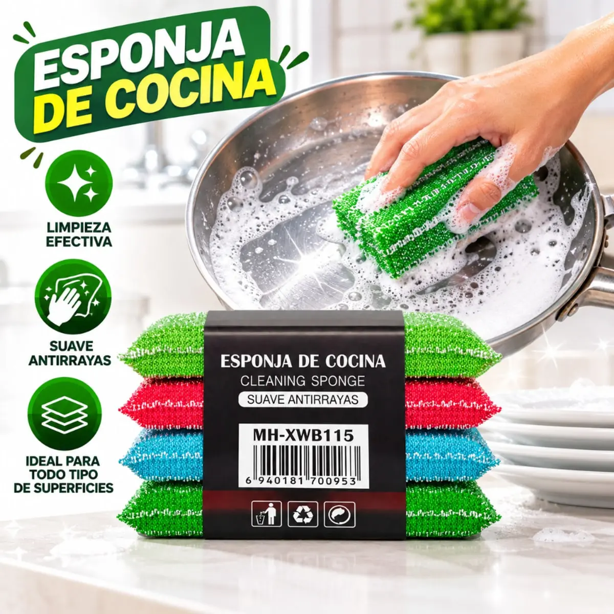 Esponja de cocina Maxi House (4 U) - Miniatura 4