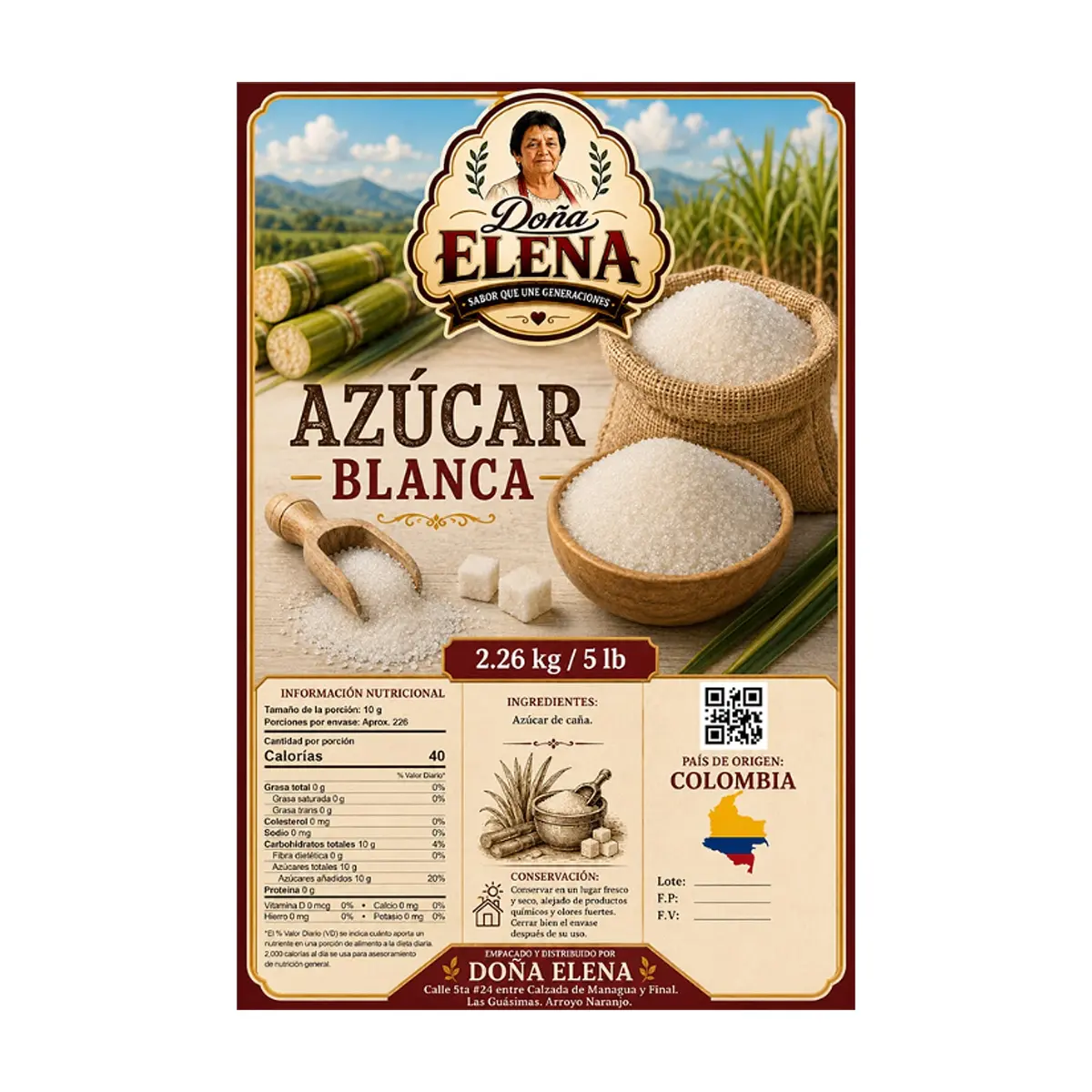 Azúcar blanca Doña Elena (2.26 kg / 5 lb) - Thumbnail 2