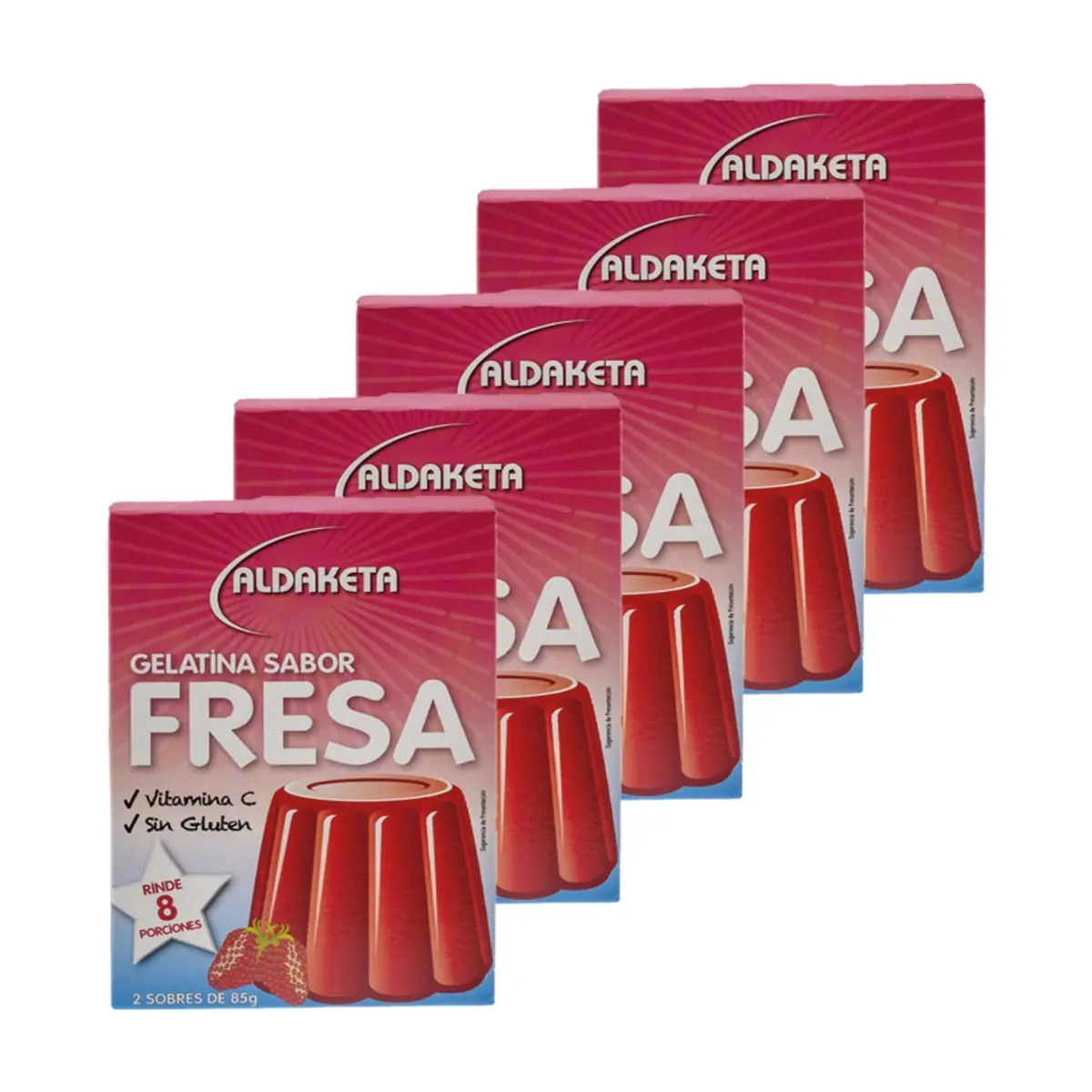 Gelatina sabor fresa (5 x 2 x 85 g / 3 oz)