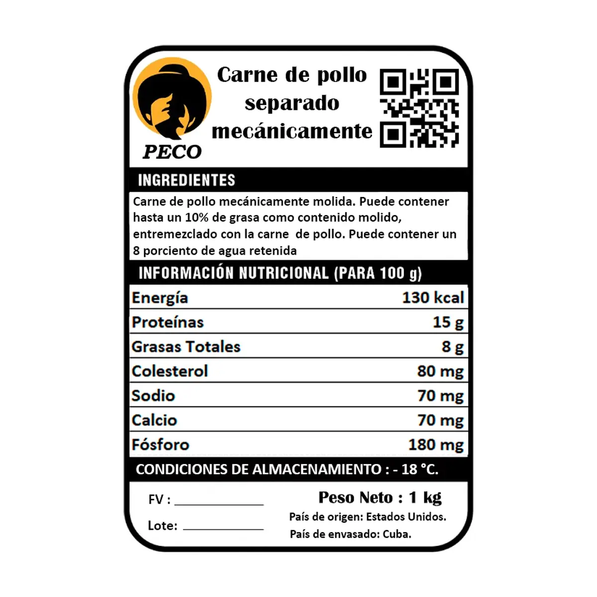 Carne de pollo separado mecánicamente Peco (1 kg / 2.2 lb) - Thumbnail 3