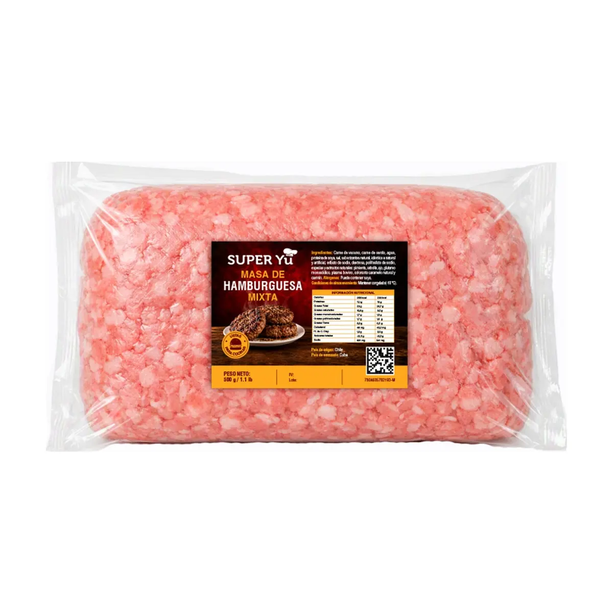 Masa de hamburguesa mixta Super Yu (500 g / 1.1 lb)