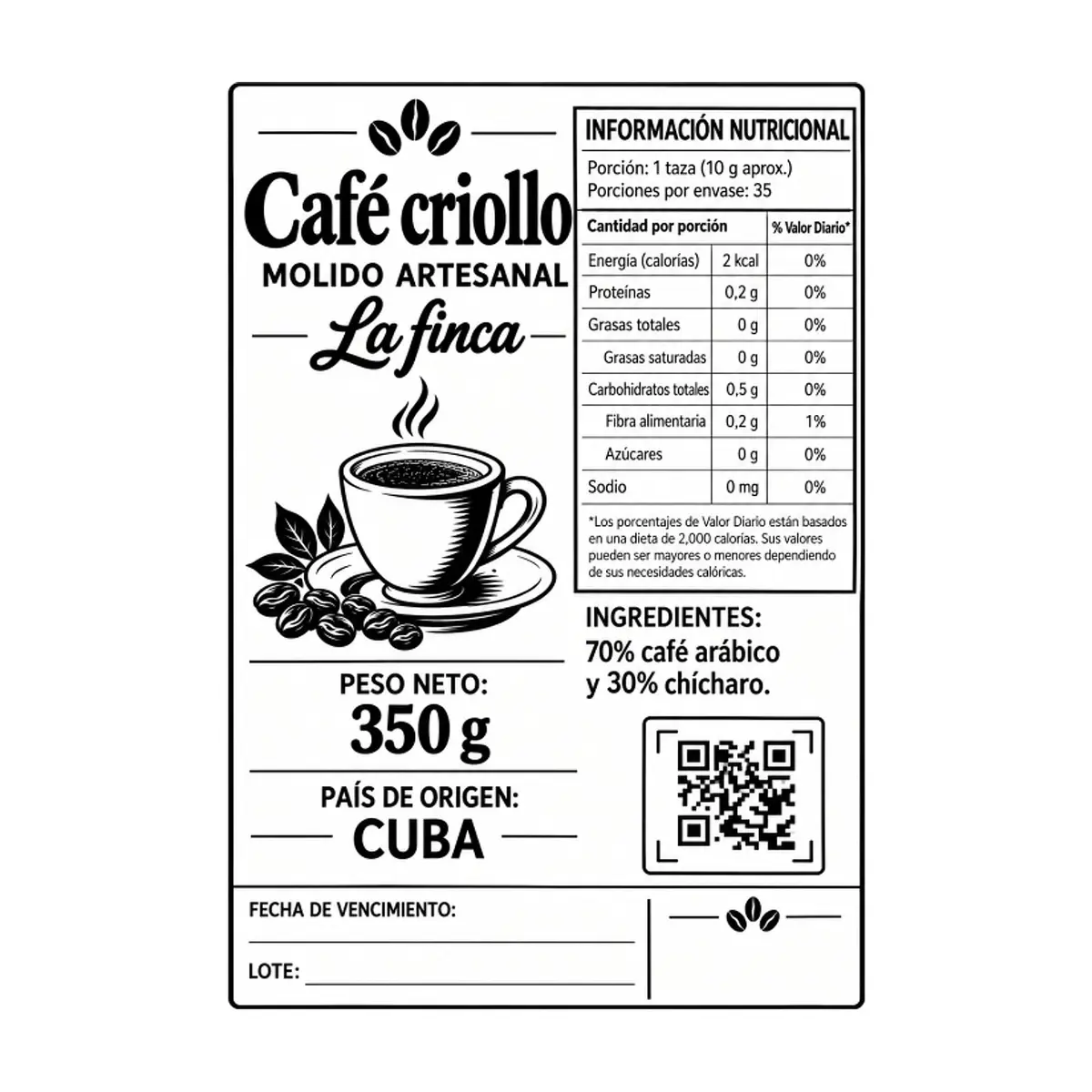Café criollo molido artesanal La Finca (350 g / 12.36 oz) - Miniatura 2