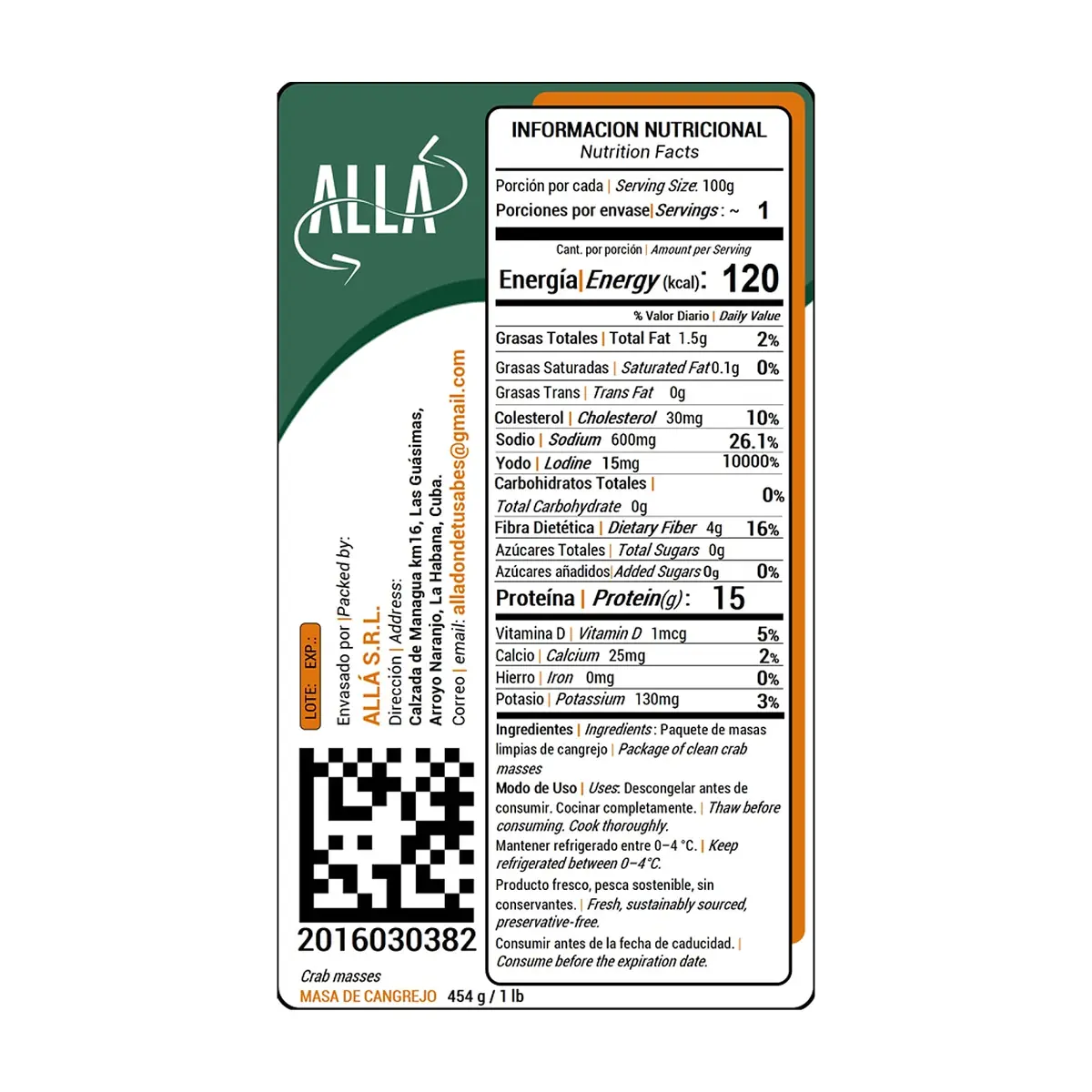 Masas de cangrejo Allá (454 g / 1 lb) - Miniatura 4