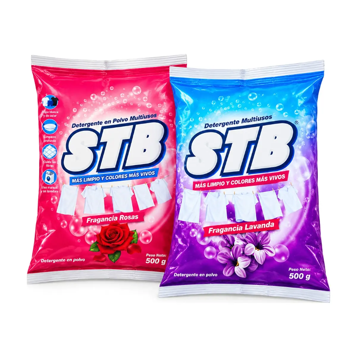 Combo de detergentes en polvo STB #6: Detergente en polvo fragancia a lavanda + Detergente en polvo fragancia a rosas
