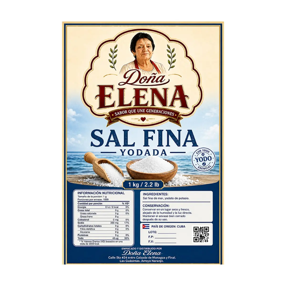 Sal fina yodada Doña Elena (1 kg / 2.2 lb) - Miniatura 2