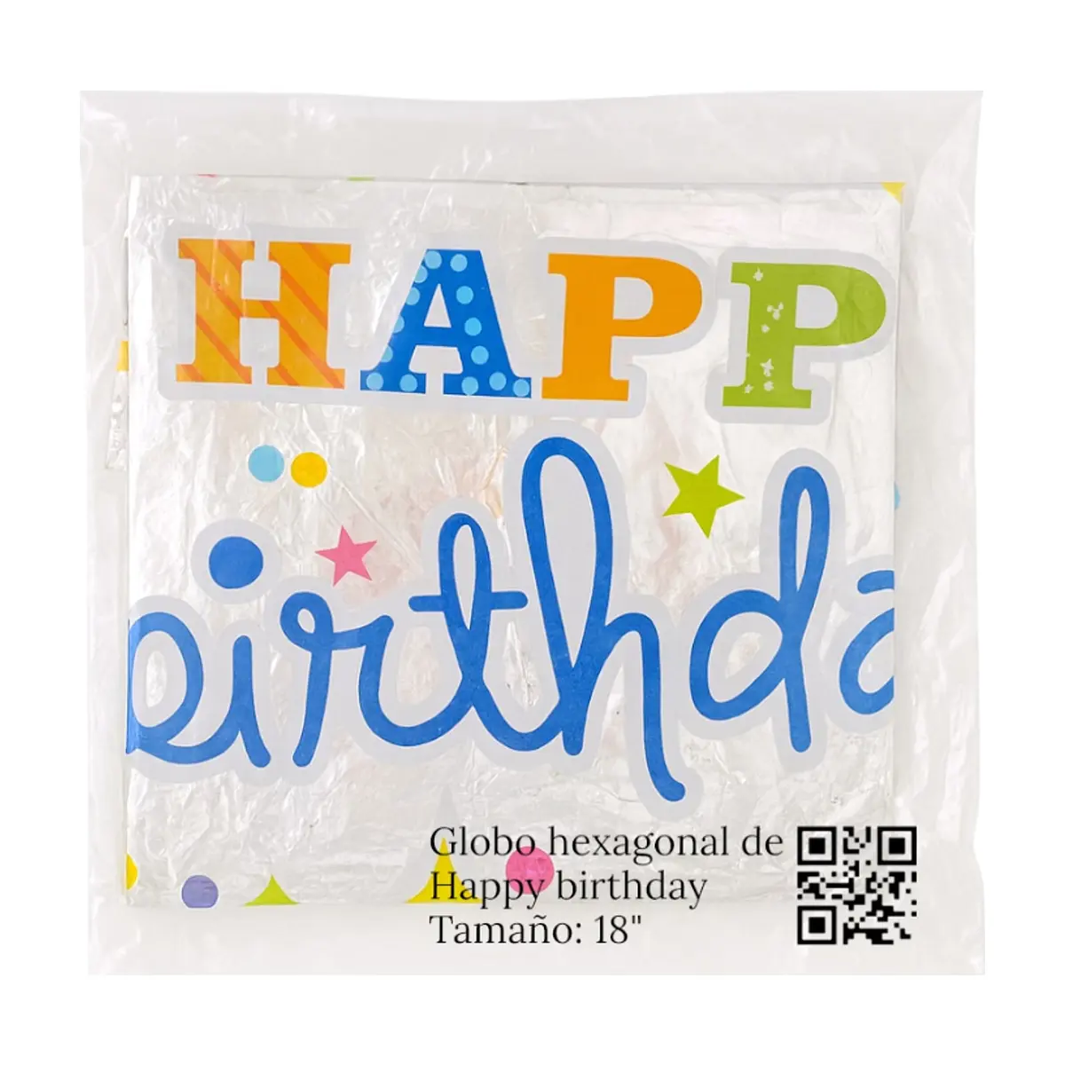Globo de 18" hexagonal happy birthday Balloon - Thumbnail 3