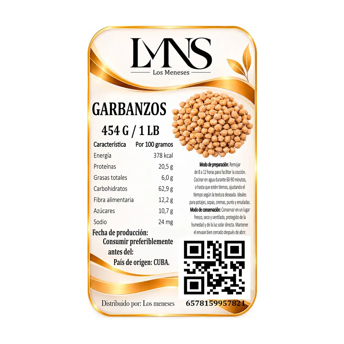 Garbanzos Los Meneses (454 g / 1 lb) - Miniatura 3