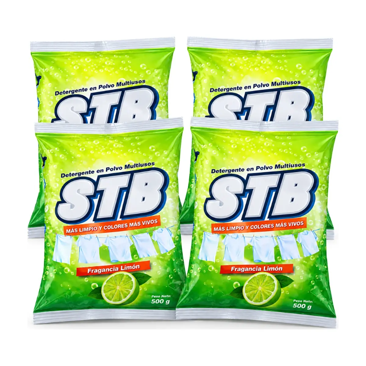 Detergente en polvo multiusos con fragancia a limón STB (4 x 500 g / 1.1 lb)