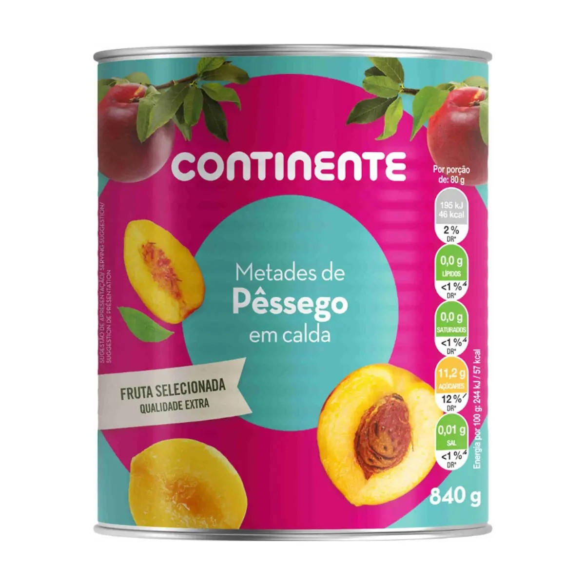 Mitades de melocotón en almíbar Continente (840 g / 1.85 lb)