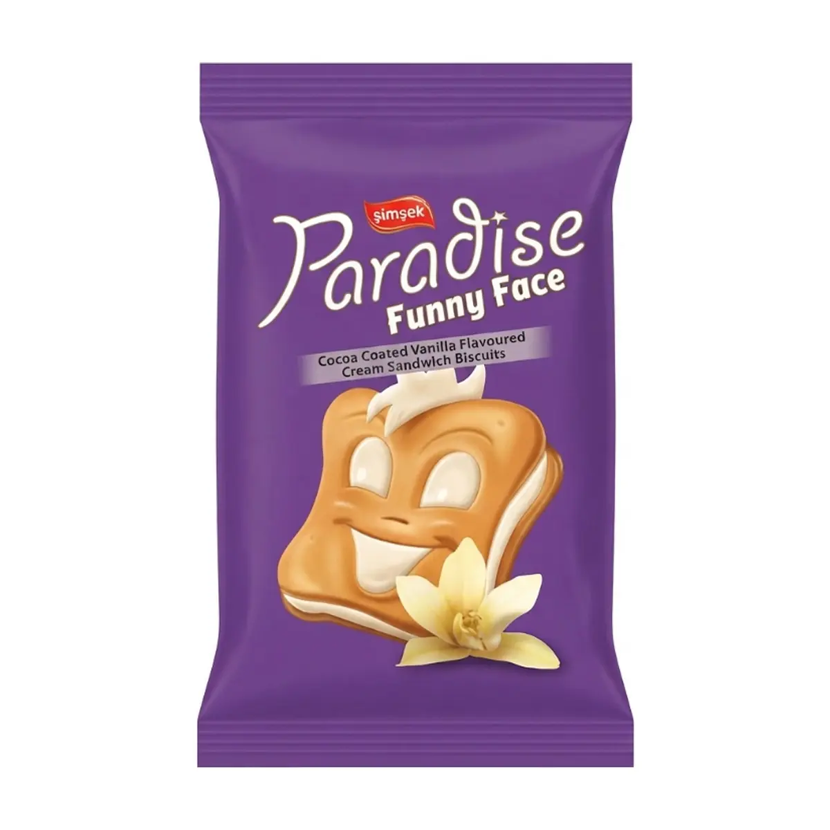 Galleta de vainilla rellena con crema de vainilla Paradise Funny Face Simsek (22 g)