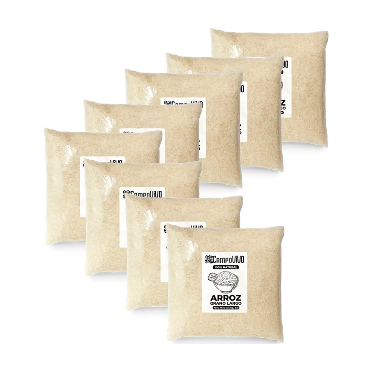 Arroz de grano largo Campo Vivo (8 x 1.36 kg / 3 lb)