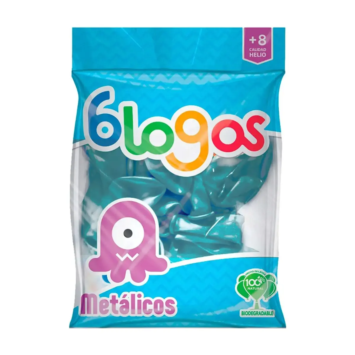 Paquete de globos color turquesa metálico Blogos Metálicos (25 U)