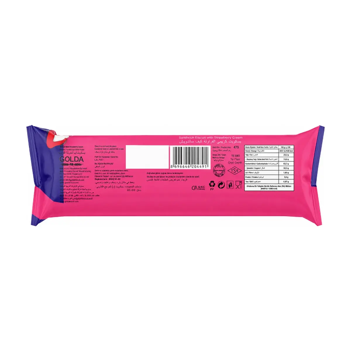 Galleta sándwich con crema de fresa Keyf Golda (24 X 50 g / 1.76 oz) - Thumbnail 3
