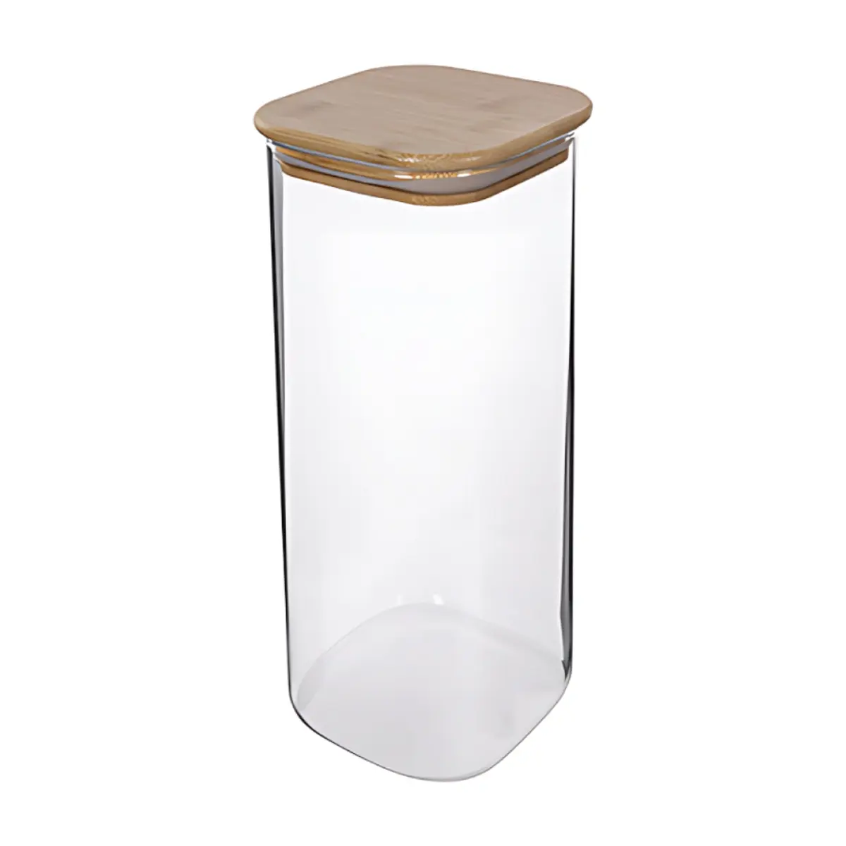 Envase - Recipiente - de borosilicato cuadrado con tapa de bambú de 1800 ml