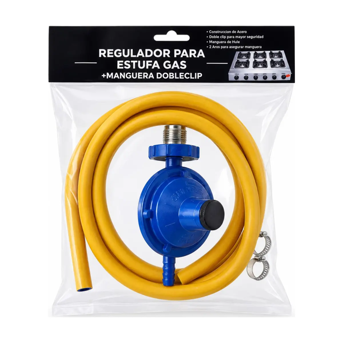 Kit regulador para estufa a gas con manguera doble clip Campingaz