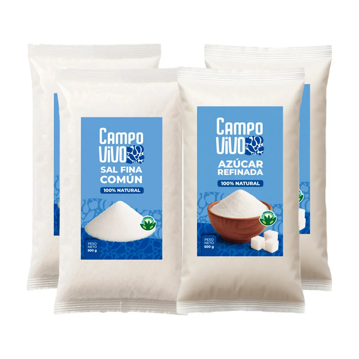 Combo dulce y salado Campo Vivo #2: Sal fina común + Azúcar blanca refinada - Imagen 1