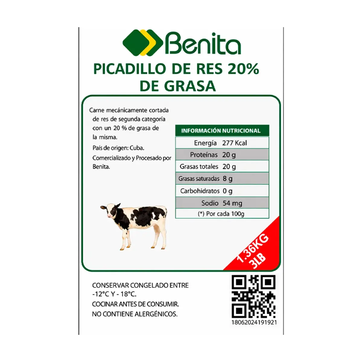 Picadillo de res con 20% de grasa Benita (1.36 kg / 3 lb) - Thumbnail 2