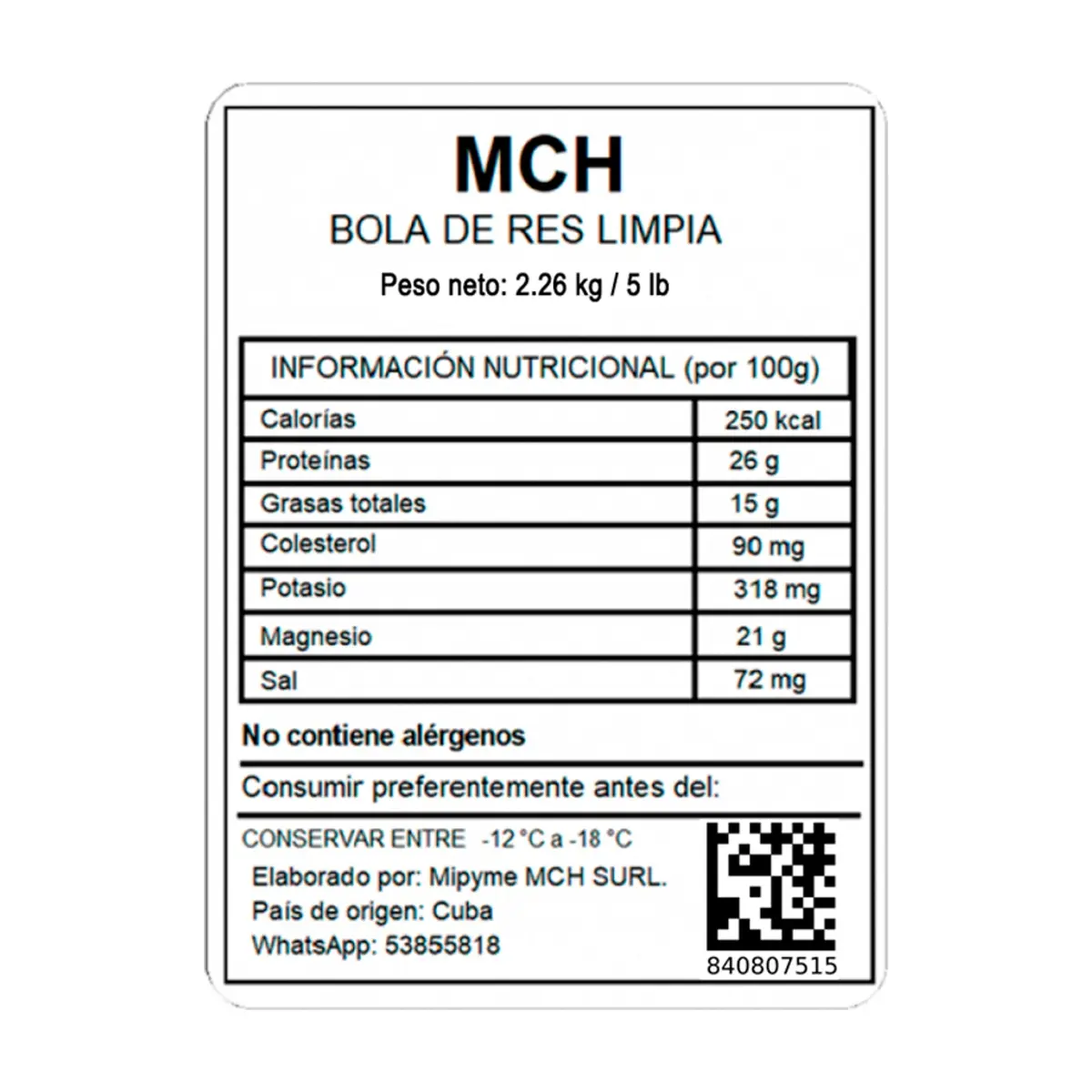 Bola de res limpia MCH (2.26 kg / 5 lb) - Thumbnail 4