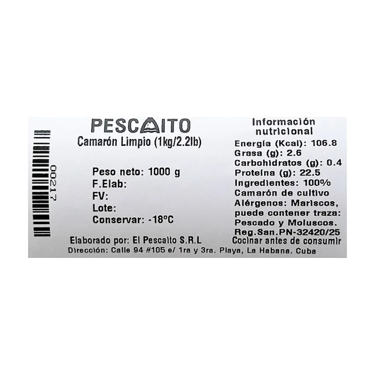 Camarón limpio Pescaito (1 kg / 2.2 lb) - Miniatura 4
