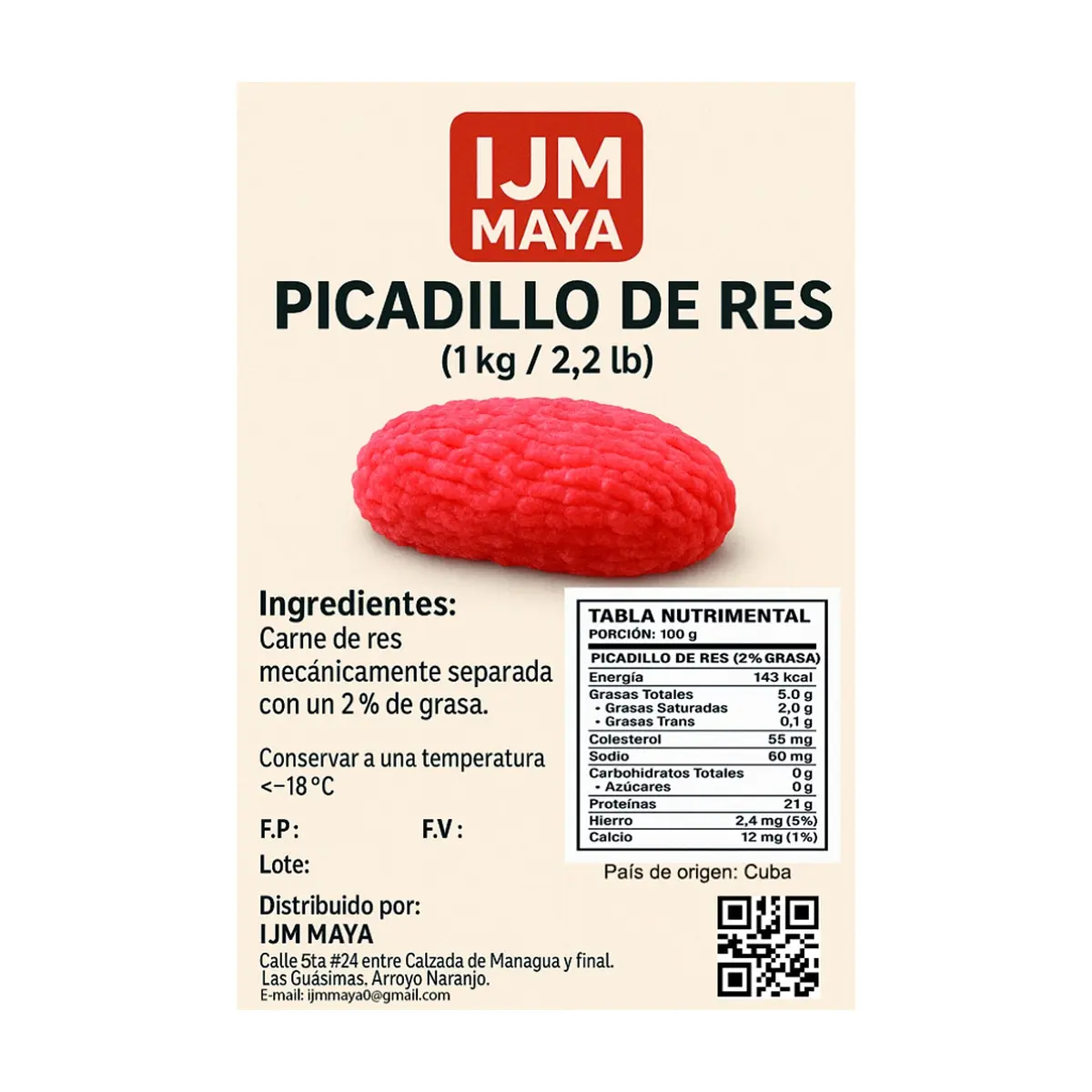 Picadillo de res IJM Maya (1 kg / 2.2 lb) - Miniatura 3