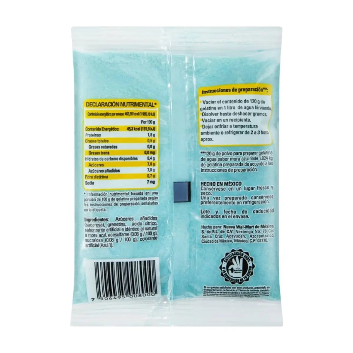 Polvo para preparar gelatina sabor mora azul Aurrera (120 g / 4.23 oz) - Thumbnail 4