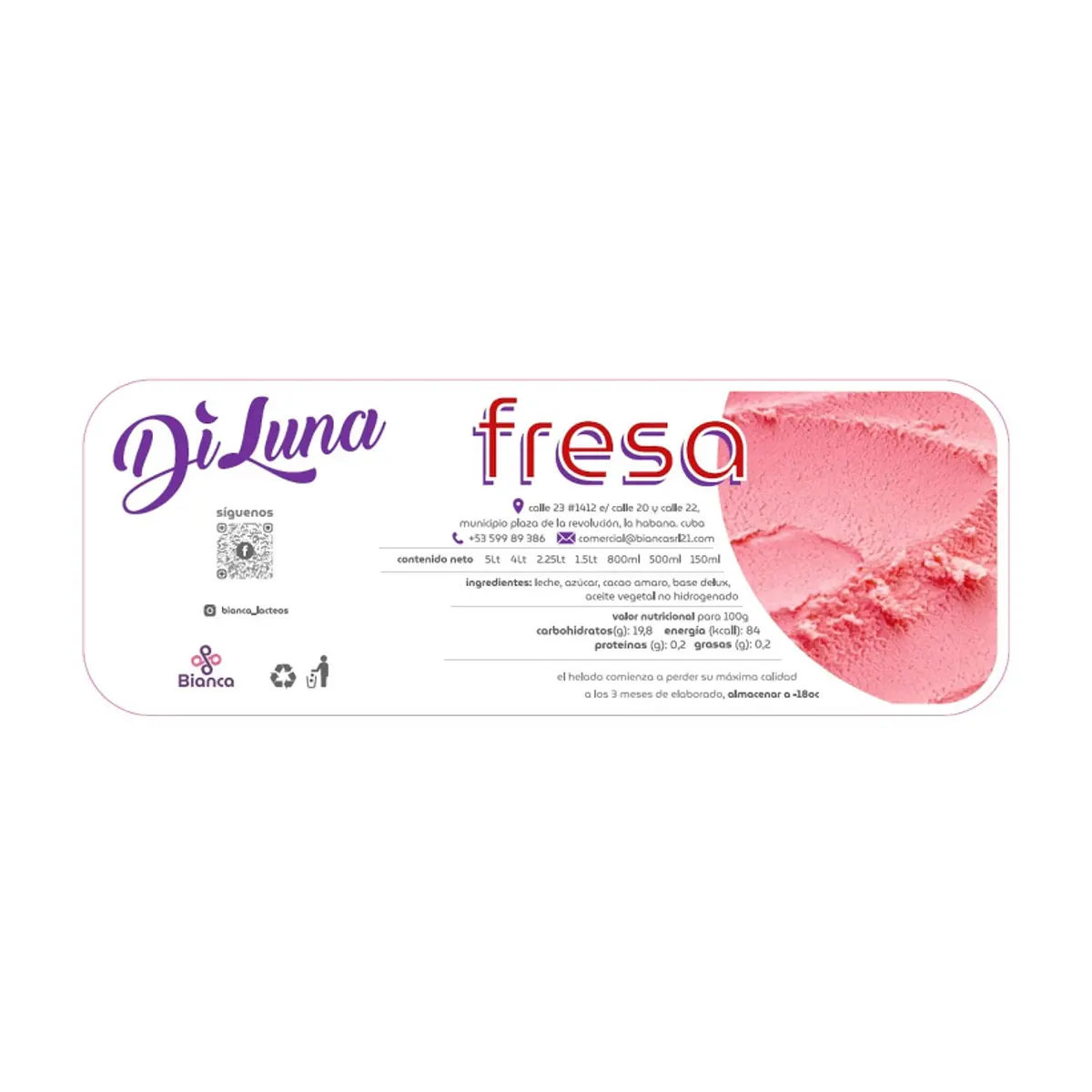 Helado sabor chocolate + sabor fresa + sabor vainilla DiLuna - Thumbnail 3