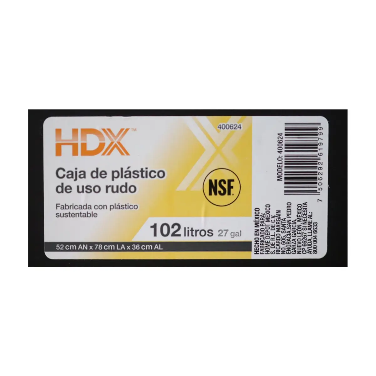 Caja de plástico de uso rudo 102 L negro HDX - Thumbnail 3