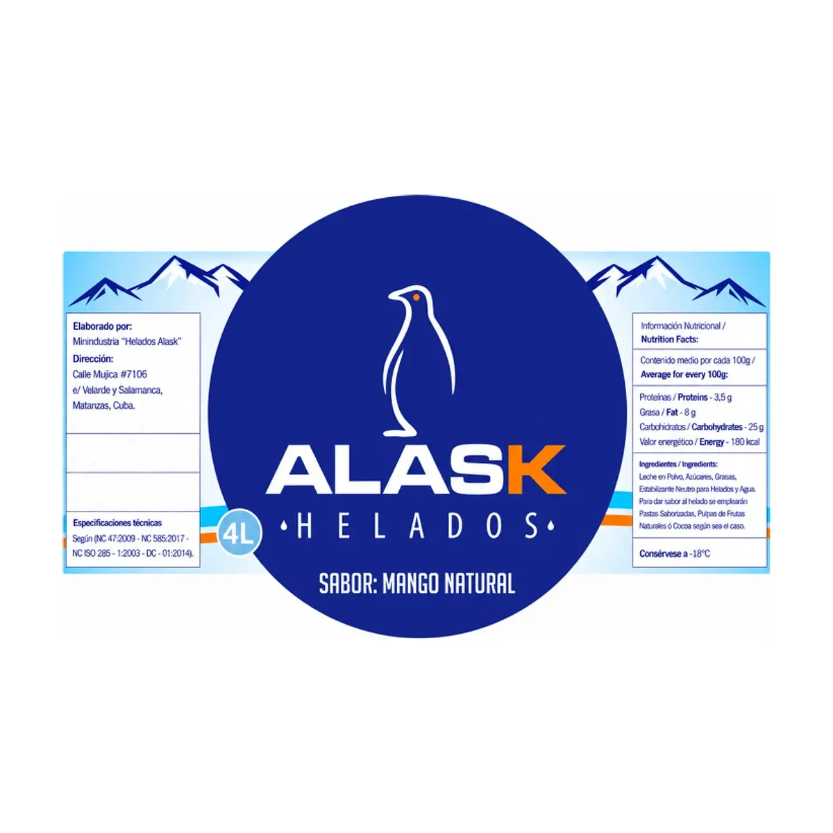 Helado sabor mango natural Alask (4 L) - Thumbnail 2