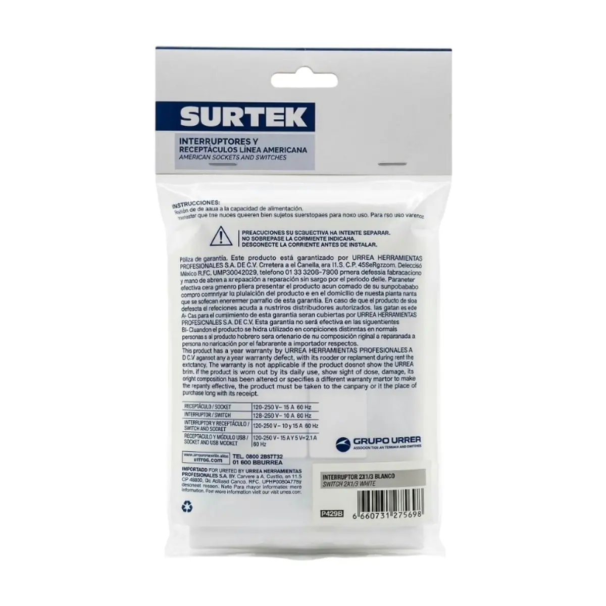 Receptáculo -interruptor- doble Surtek P429B - Miniatura 2