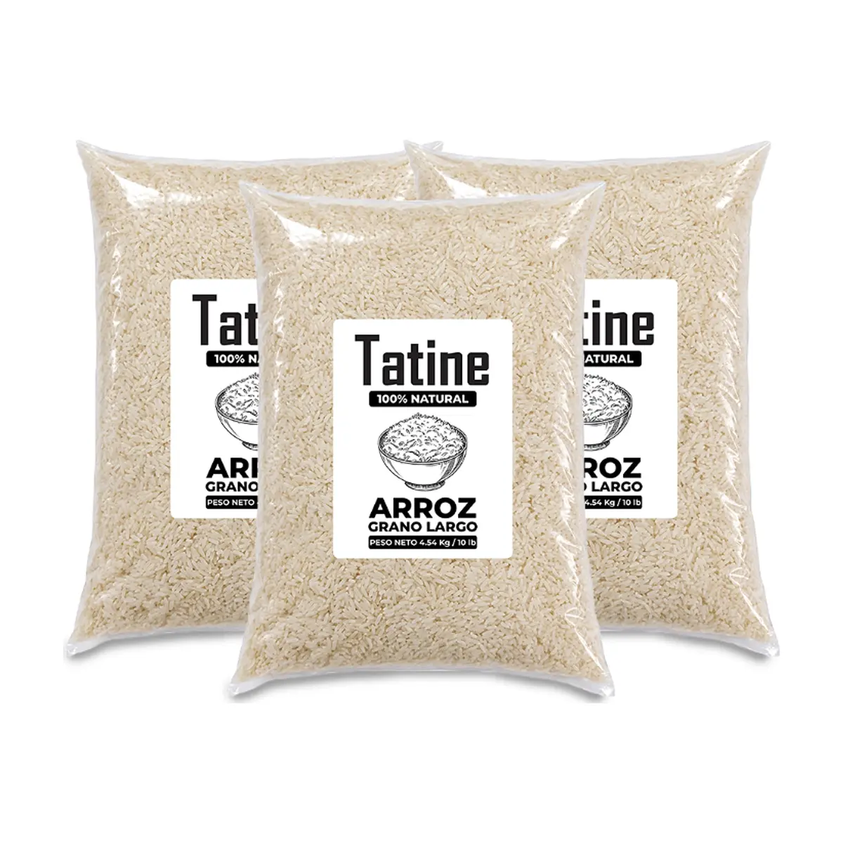 Arroz de grano largo Tatine (3 x 4.54 kg / 10 lb)