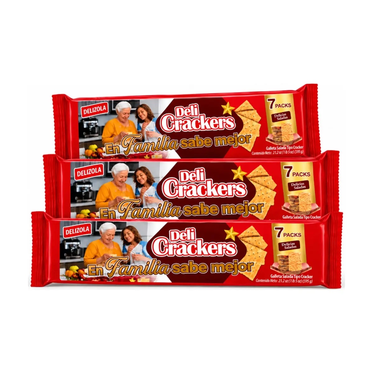 Galletas saladas tipo cracker Delizola (3 x 595 g / 1.3 lb) - Imagen 1