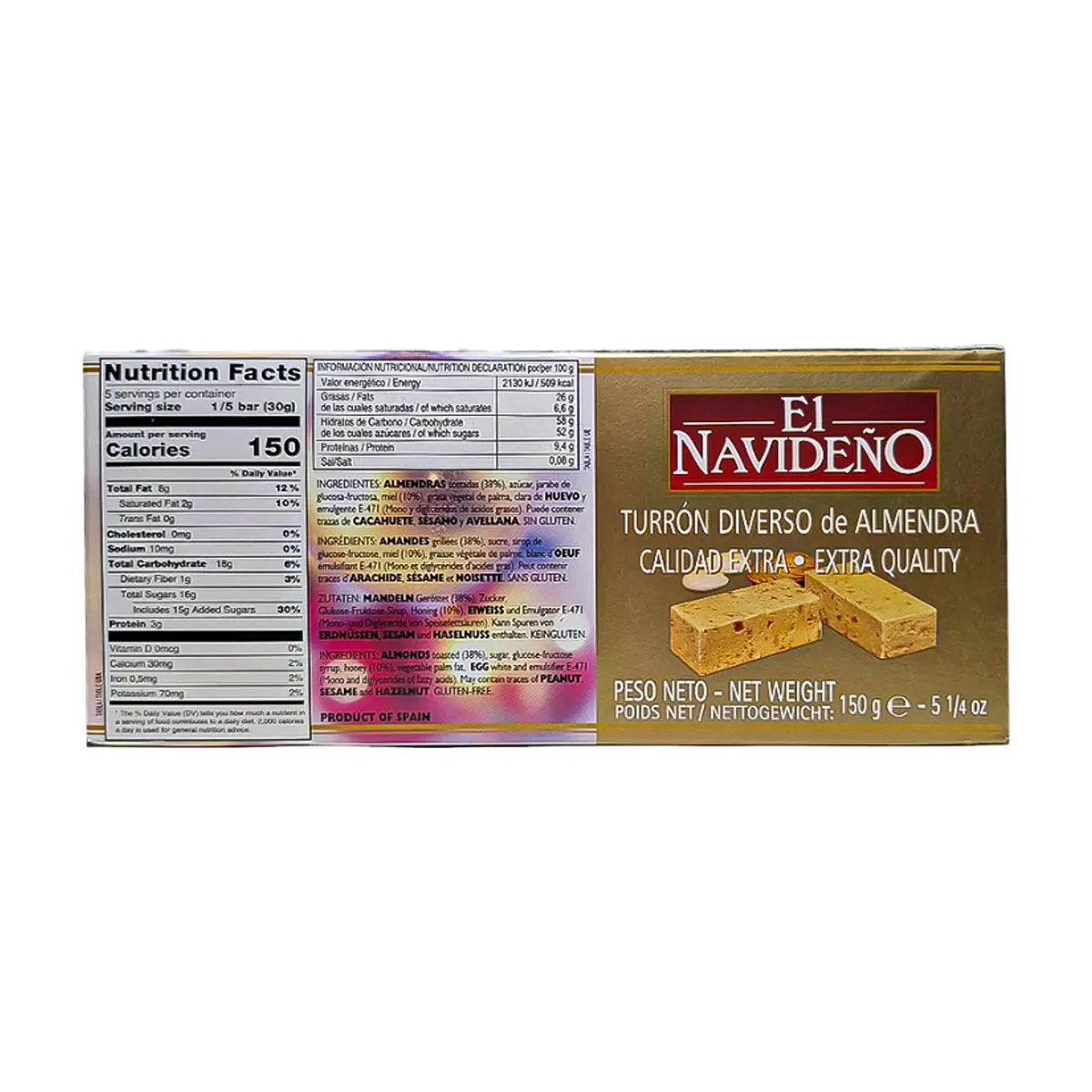 Turrón diverso de almendra -blando- El Navideño (150 g / 5.29 oz) - Miniatura 2