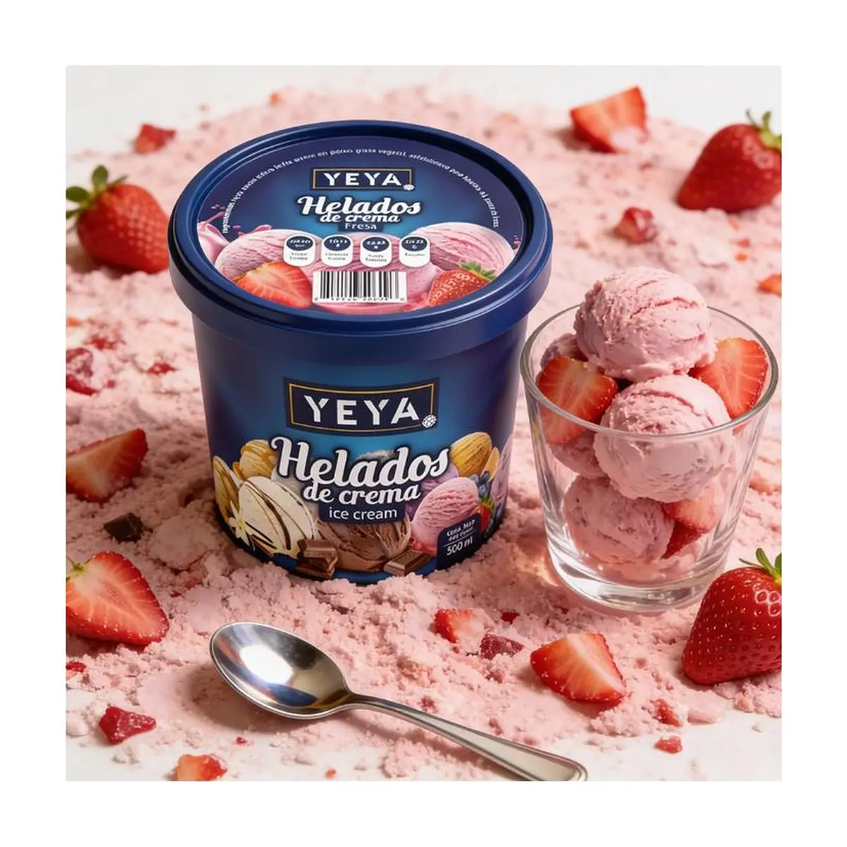 Helado de crema sabor a fresa YEYA (500 ml) - Thumbnail 4