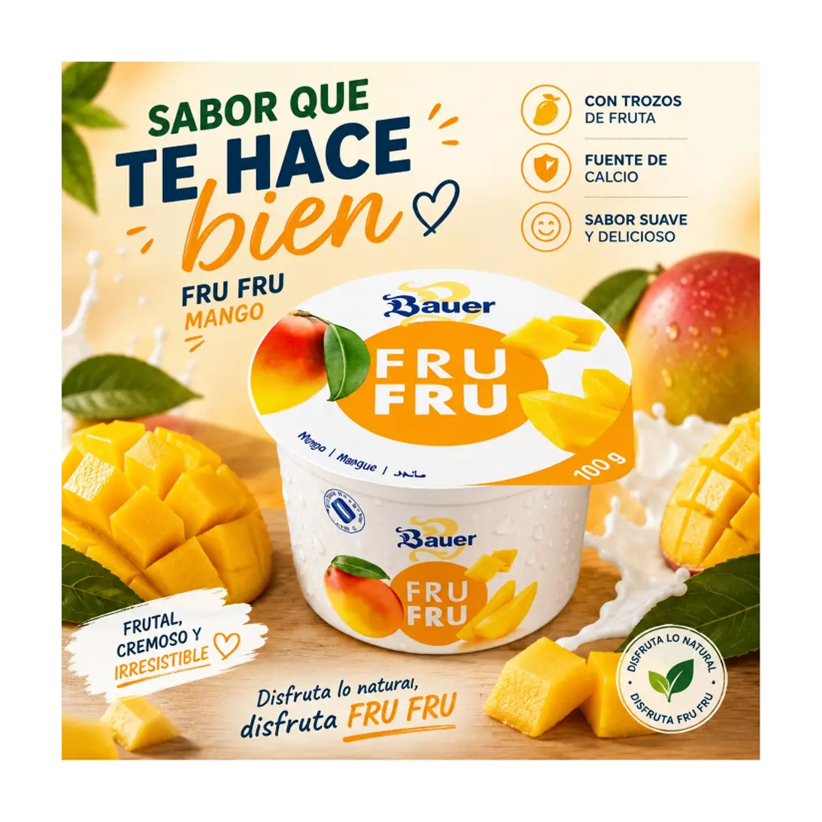 Yogur sabor mango Bauer Fru Fru (4 x 100g / 3.53oz) - Thumbnail 5